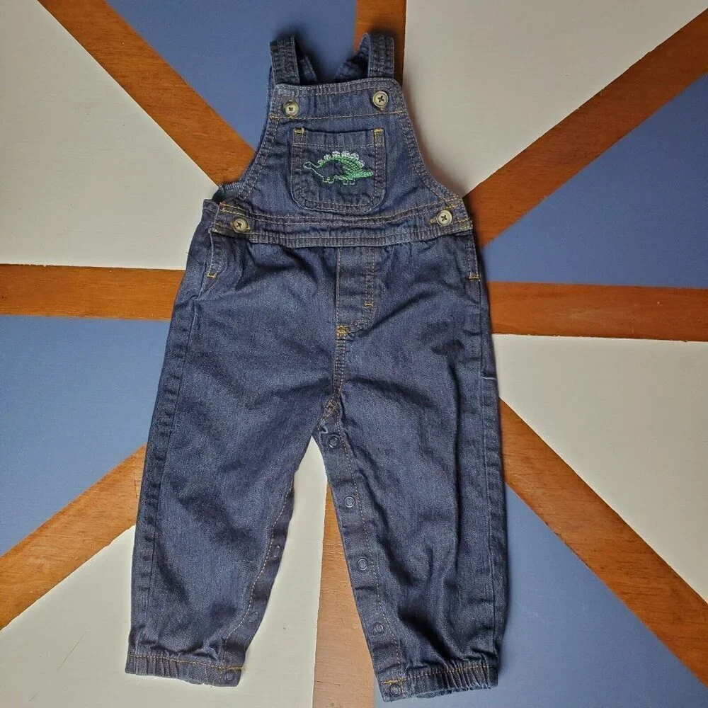 Just One You Carter's Bib Overalls Boys‎ 12 Month Embroidered Dinosaur Denim